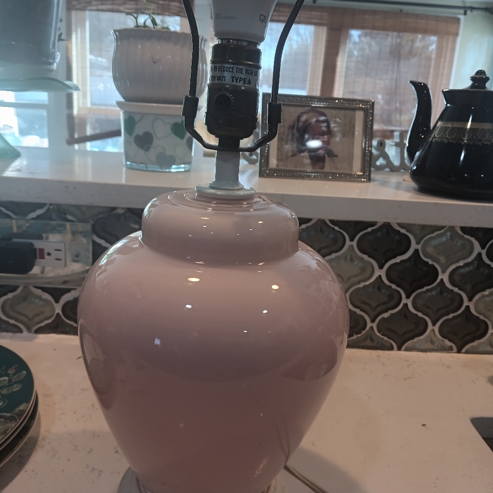 Vintage Iridescent Blush Pink Modern Glass Lamp